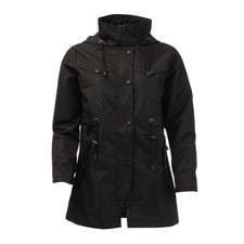 Women's Hooded Coat Jacket Elle Festival Mac Full Zip In Black