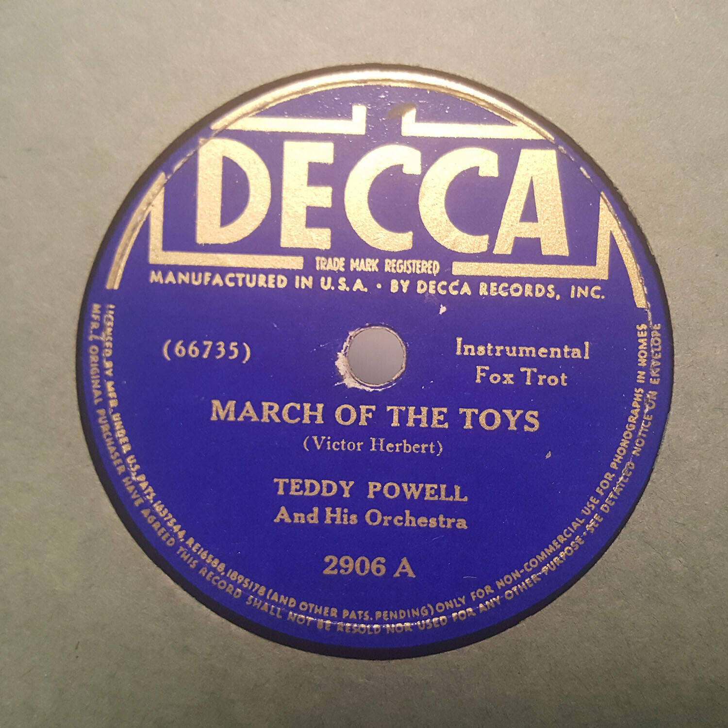 TEDDY POWELL March Of The Toys/In A Persian Market DECCA 2906 78RPM HEAR