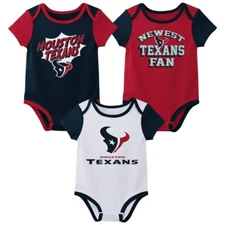 Houston Texans NFL 3pk Baby Infant Toddler Bodysuit NWT