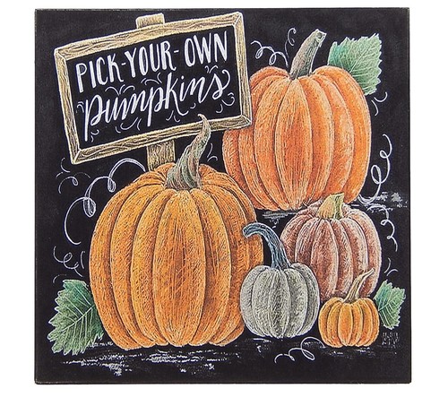 Pick Your Own Pumpkins Thanksgiving Autumn Fall Sign Shelf Sitter Wall Art 5x5" - Picture 1 of 4