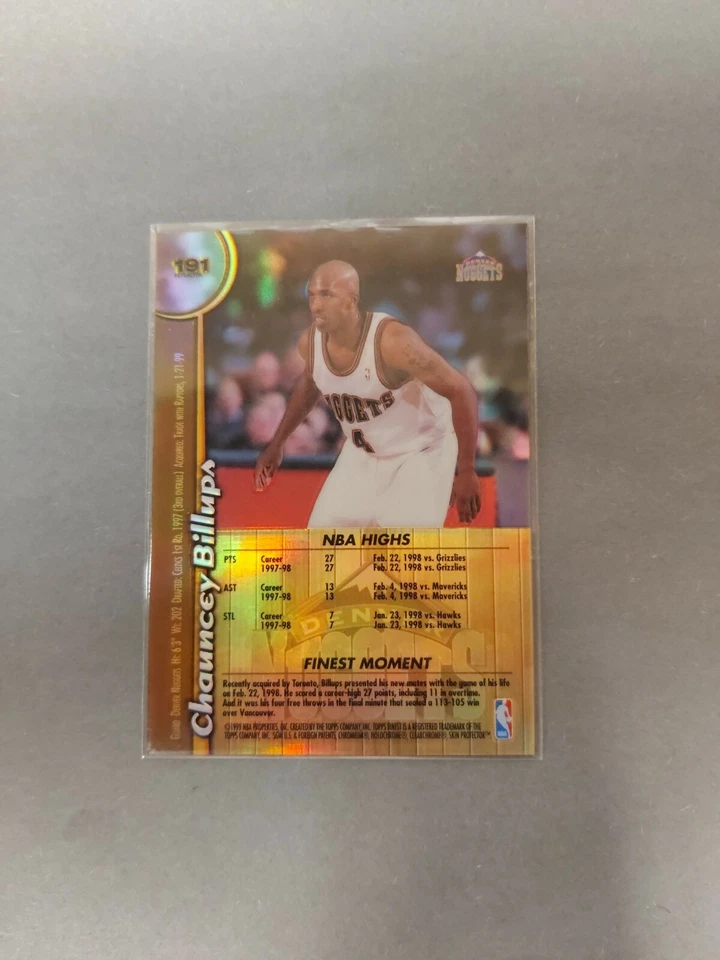 98-99 Topps Finest Chauncey Billups No Protector Dual Refractor #191 Nuggets - Image 2 of 2