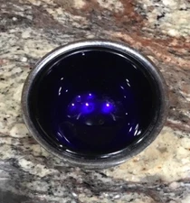 FOOTED OPEN SALT CELLAR COBALT GLASS INSERT SILVER PLATE BASE MADE IN ENGLAND