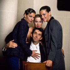 French fashion designer Michel Klein poses backstage with three mo- Old Photo 1