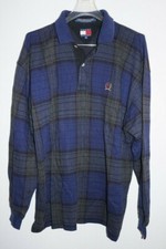 Vintage 1990s Tommy Hilfiger Plaid Long Sleeve Polo Top Shirt Mens Sz XL
