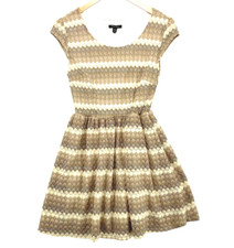 Timing Women Brown Knit Short Sleeve Fit & Flare Sweater Dress Medium
