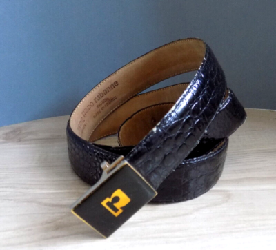 PACO RABANNE Beautiful Vintage Leather Black Belt Metal  display picture 2