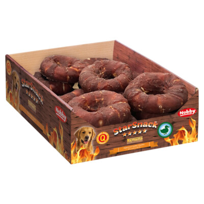 Nobby Bagel mit Ente Ø 10 cm ca. 16 St. 1,76 kg Starsnack Duck Donut Hund Denta