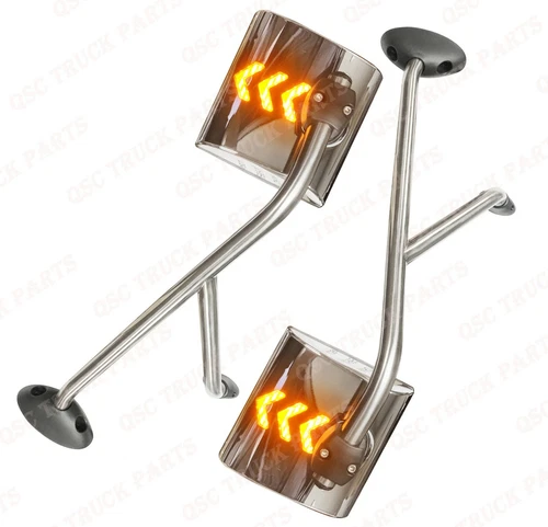 QSC Performance LED Hood Mirror LH RH Pair w/ Arm for International Prostar