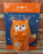 Fox Sharpener Eraser 2-in-1 Orange Mushroom Wildlife Animal Creature School 6 