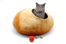 Wool Cat House Round Handmade Cat Cocoon Made Of Natural Wool Cat Igloo