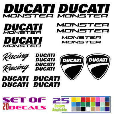 Decal set for Ducati Monster 796 821 696 1200 1100, 20-sticker kit Racing tuning