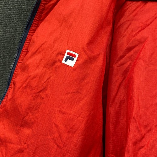 FILA Reversible Puffer Jacket Down Fill Mens Small Full Zip Navy Red Pockets - Picture 5 of 22