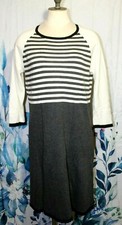 Women's Nine West Gray & White Striped Color Block Sweater Dress Size Large 