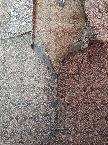 Mexx Floral Grey Brown Blue Semi Sheer Shirt With Long Frill Sleeve Shirt Size M - Picture 9 of 12