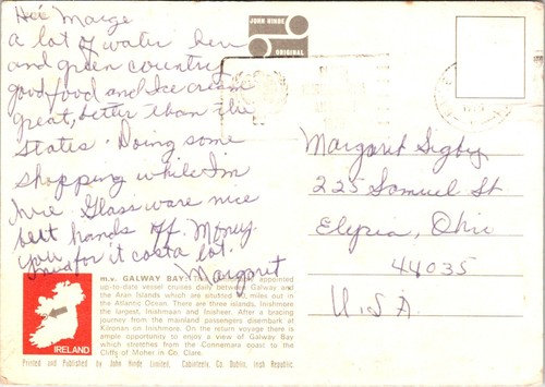 Vintage Postcard Continental Galway Bay Motor Vessel Aran Islands Ireland Geese - Picture 2 of 2