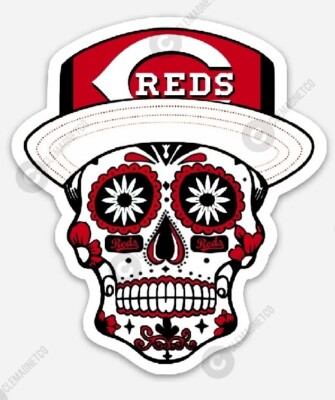 Cincinnati Reds Sugar Skull MAGNET - MLB Premium Vinyl OHIO BASEBALL
