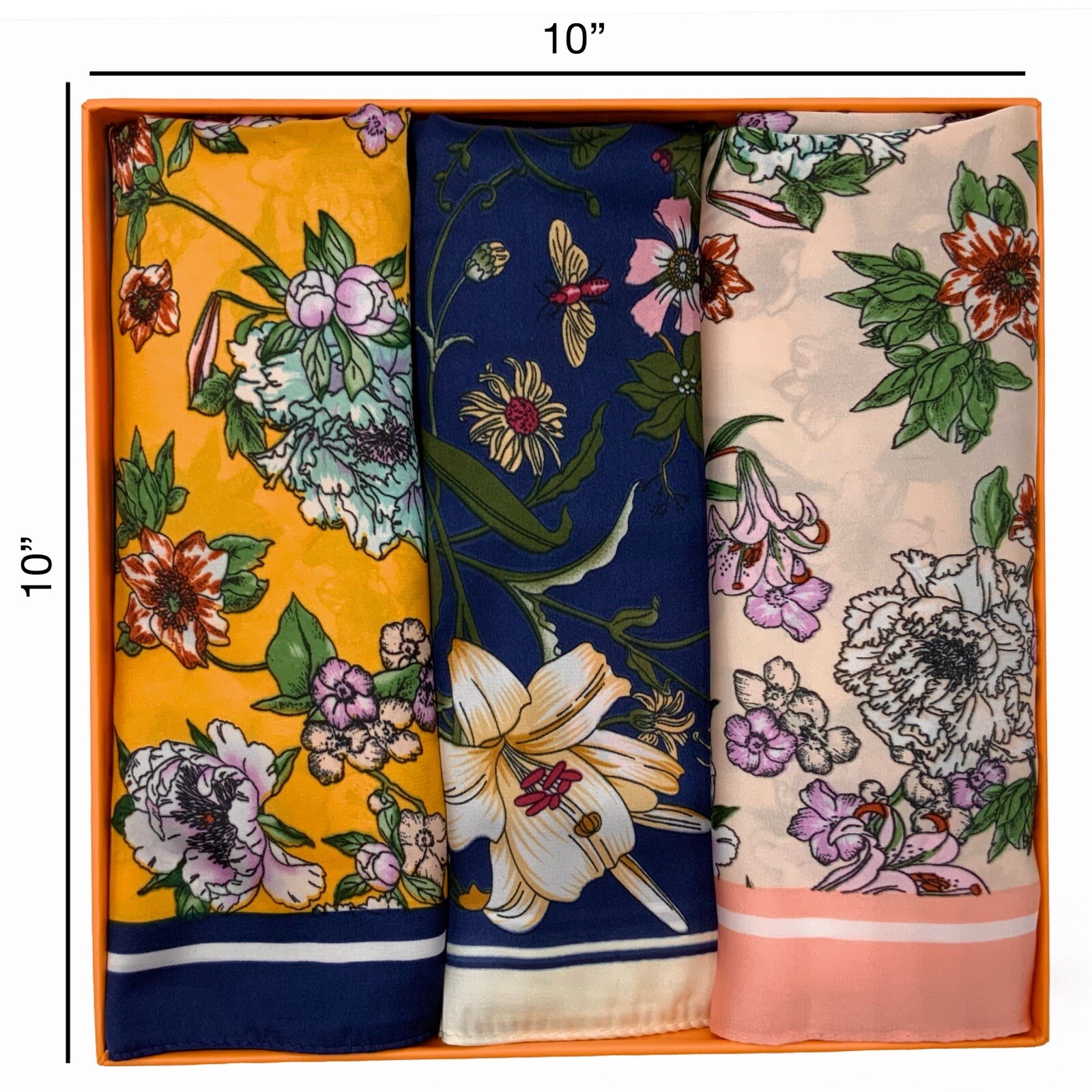 Roneydarith Floral Collection Gift Set of 3 Scarves With Luxury Box and Bag.-image