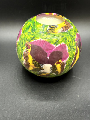 Painted Candle Round Ball Green/Purple 3.5 
