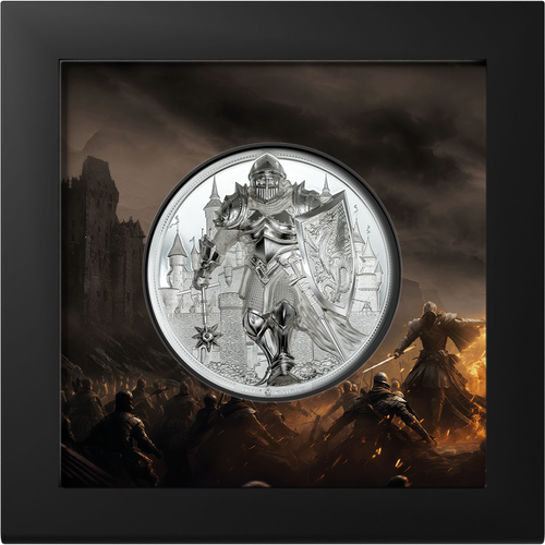 5 oz Cook Island Silbermünze Iron Knight - Eiserner Ritter 2024 PP - Picture 3 of 14