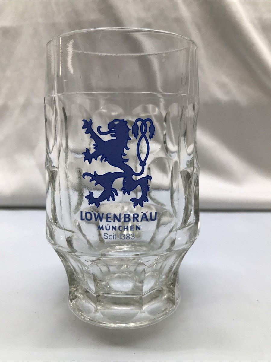Lowenbrau Munchen Seit 1383 Beer Glass Mug Dimples 0.3L