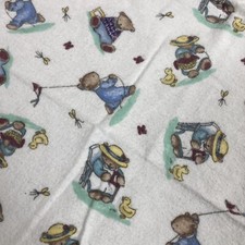 HTF Vintage Baby Blanket Bear Kite Chicks Butterflies White Receiving Lovey D1