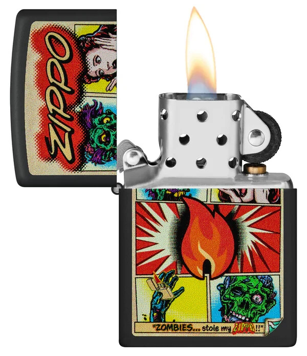 Zippo 46229, Comic Zombies Design, Black Matte Finish Lighter, NEW