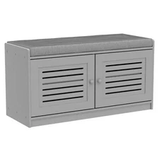 Sturdis Shoe Storage Bench w/Adjustable Shelves & Cushioned Seat, Gray(Open Box)