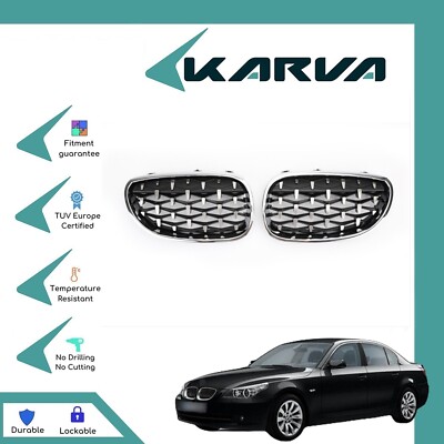 For BMW 5 series E60 2004-2009 Silver Diamond Kidney Bumper Grille Grill