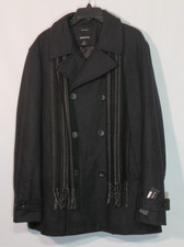 Claiborne Wool Peacoat Men’s Charcoal Black Xl Tall Retail $250 Nwt Above Knee