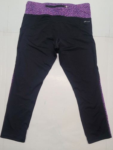Nike 2.0 Dri-Fit Women's Medium Purple And Black Capris (723925) - Picture 2 of 12