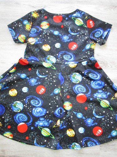 ❤ Girls Galaxy Planet Swing Dress Size S 2 3 4 short sleeves Funnycokid - Picture 23 of 24