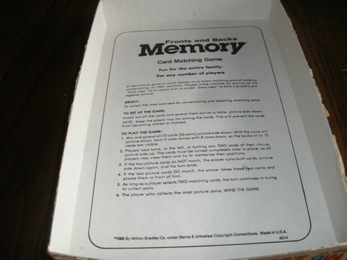 VINTAGE MILTON BRADLEY MEMORY CARD MATCHING GAME 1980 COMPLETE - Picture 3 of 5