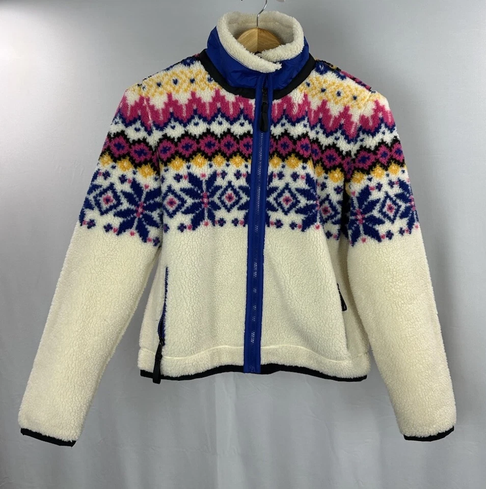 Polo Ralph Lauren Sherpa Fleece Ski Zip Jacket Womens Large Multicolor Fair Isle - Image 2 of 4