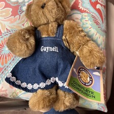 New Vermont Teddy Bear Girl In Denim Dress