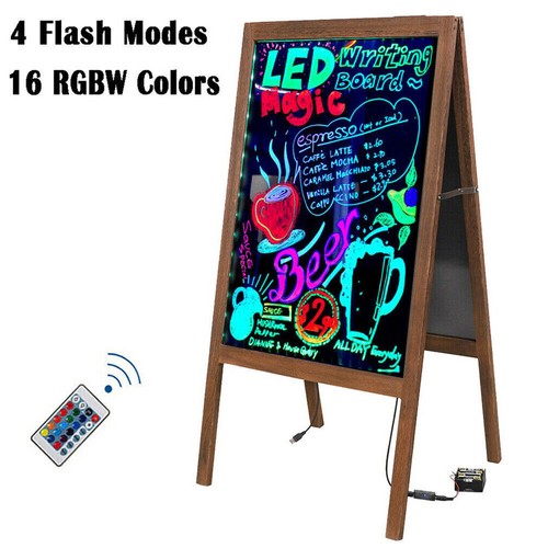 Heavy Rustic Large Wood A-Frame Magnetic LED Chalkboard Blackboard Wedding Cafe - Picture 6 of 45