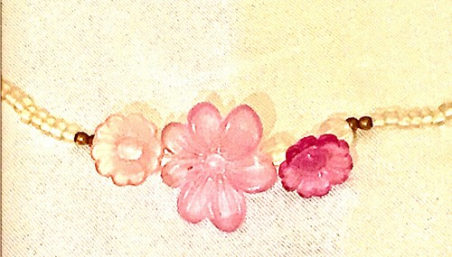 Pink Flower Daisy Girls Necklace 14" Lucite Choker Vintage - Picture 8 of 9