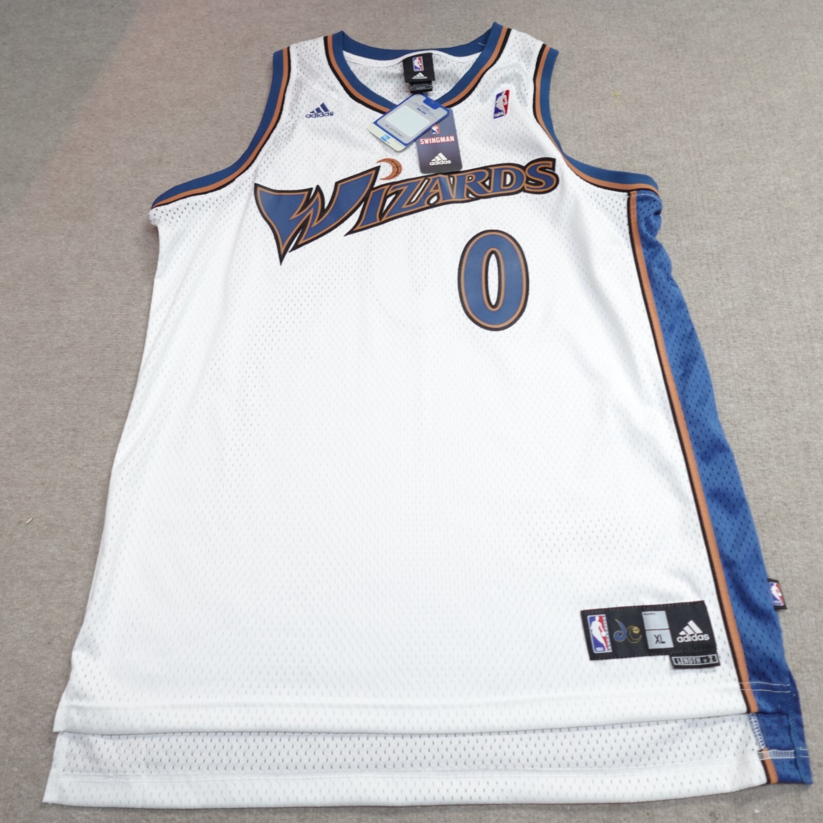 Gilbert Arenas Jersey XL White + 2 Length Wizards Adidas Swingman NEW