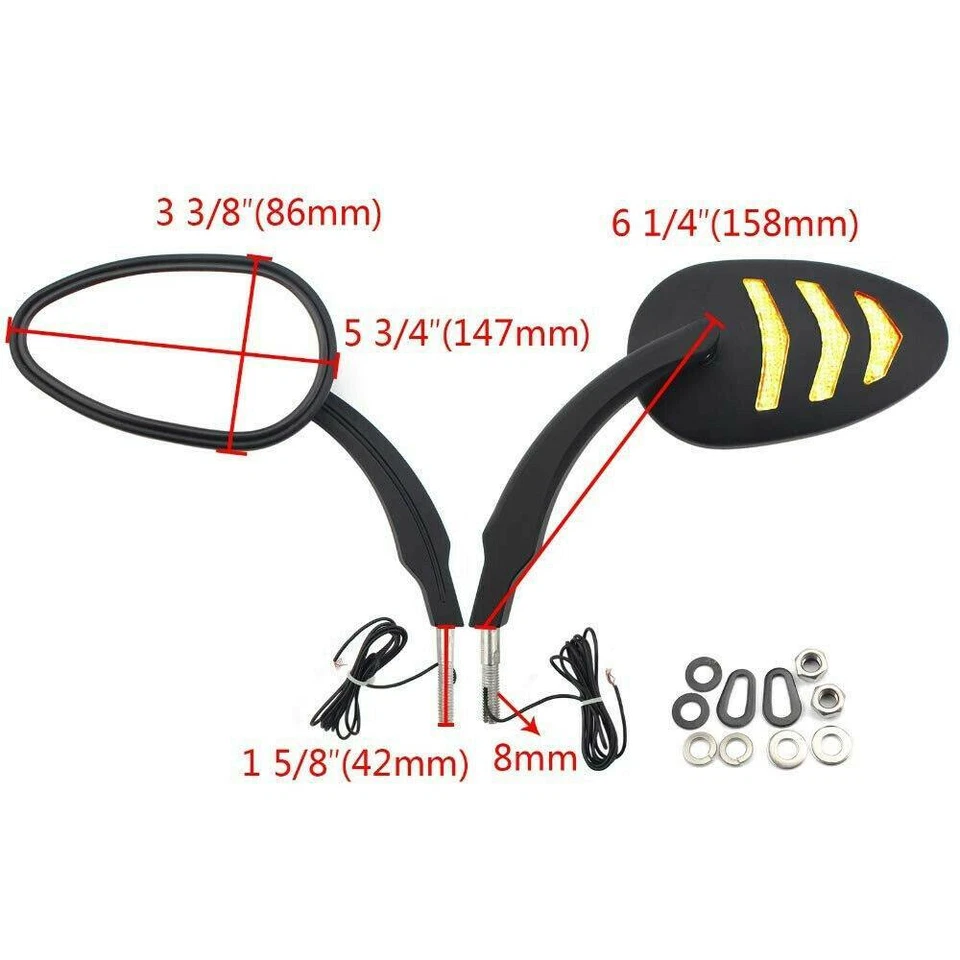 Espejos retrovisores LED negros para motocicleta Harley Davidson Tri Glide Ultra Foto 4 de 4