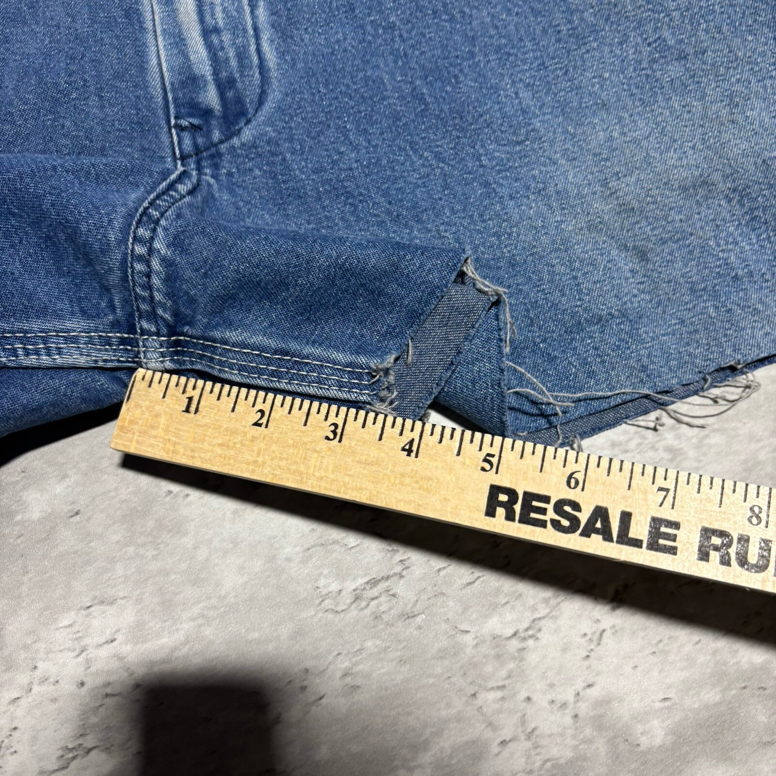 KEY Overalls Men's 38 Blue Shorts Denim Distressed Workwear Custom FLAWS*