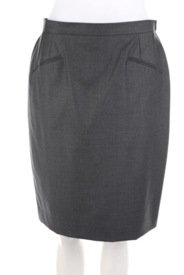 AKRIS club Skirt Vintage Pure Virgin Wool D 42 anthracite