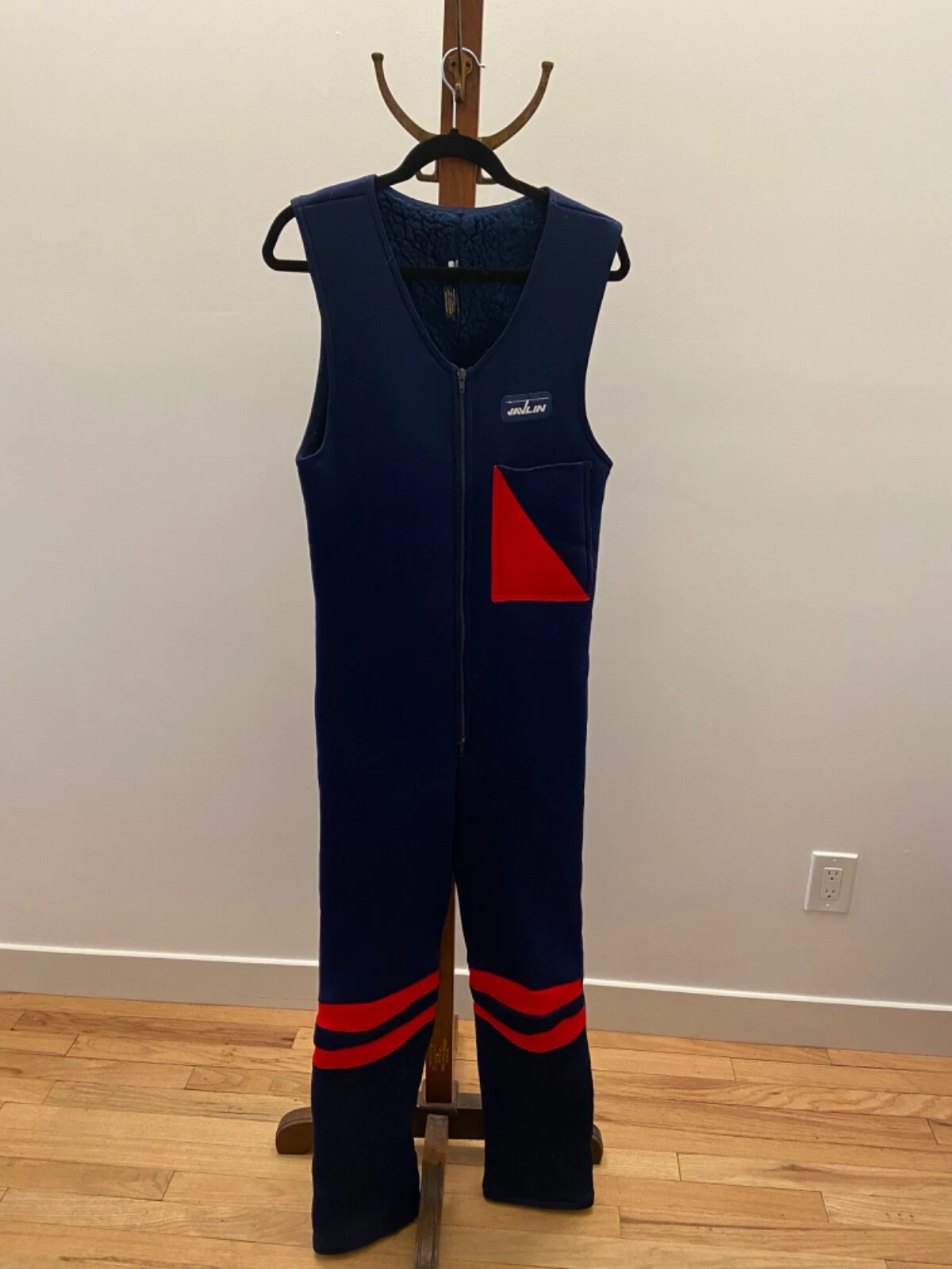 Vintage 1970s Ski Snow Overall bibs Outdoor Sherpa Fleece High Pile Lined