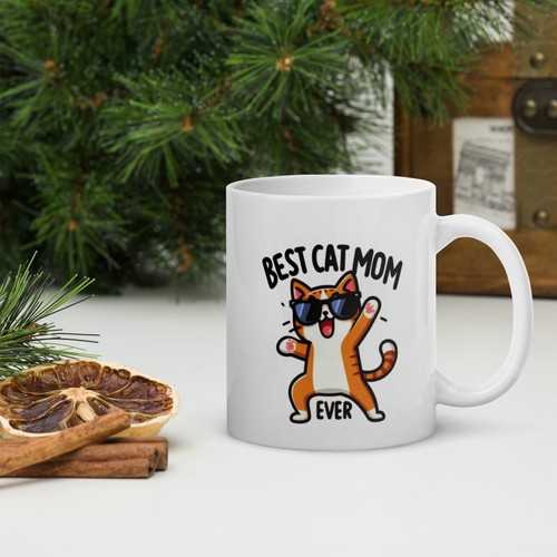 BEST CAT MOM EVER Coffee/Tea Mug 11oz. Cup ( Pet, Mom, Mother, Cat ) Fun - Picture 2 of 3