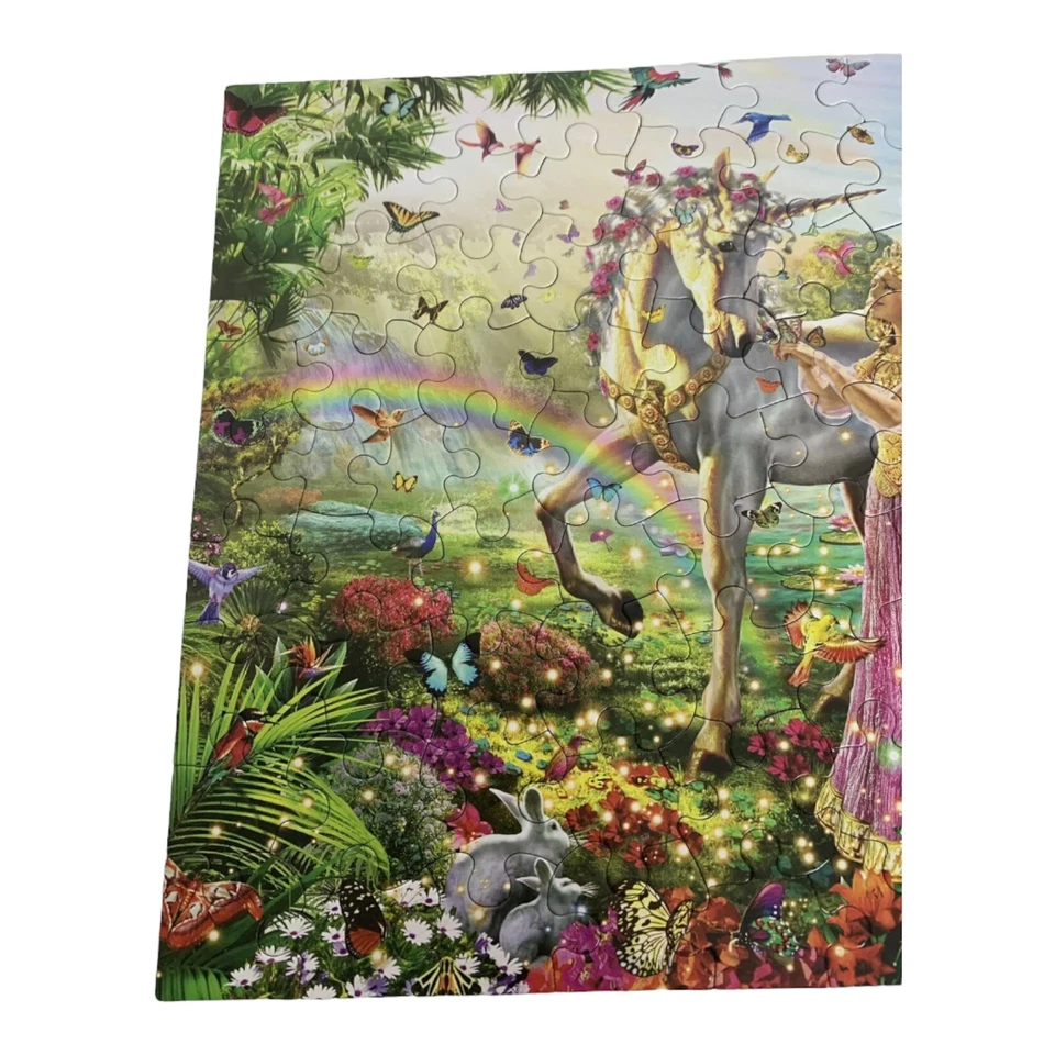 Rompecabezas Unicornio Princesa Montaña Blanca 100 Piezas Niños Steve Leer COMPLETO Foto 3 de 4