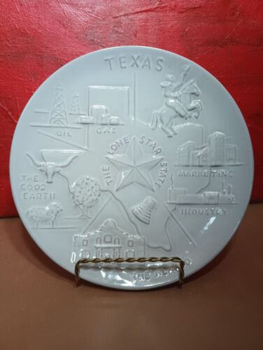 Vintage Collector Plate Frankoma Art Pottery Texas “THE LONE STAR STATE” 8.25”