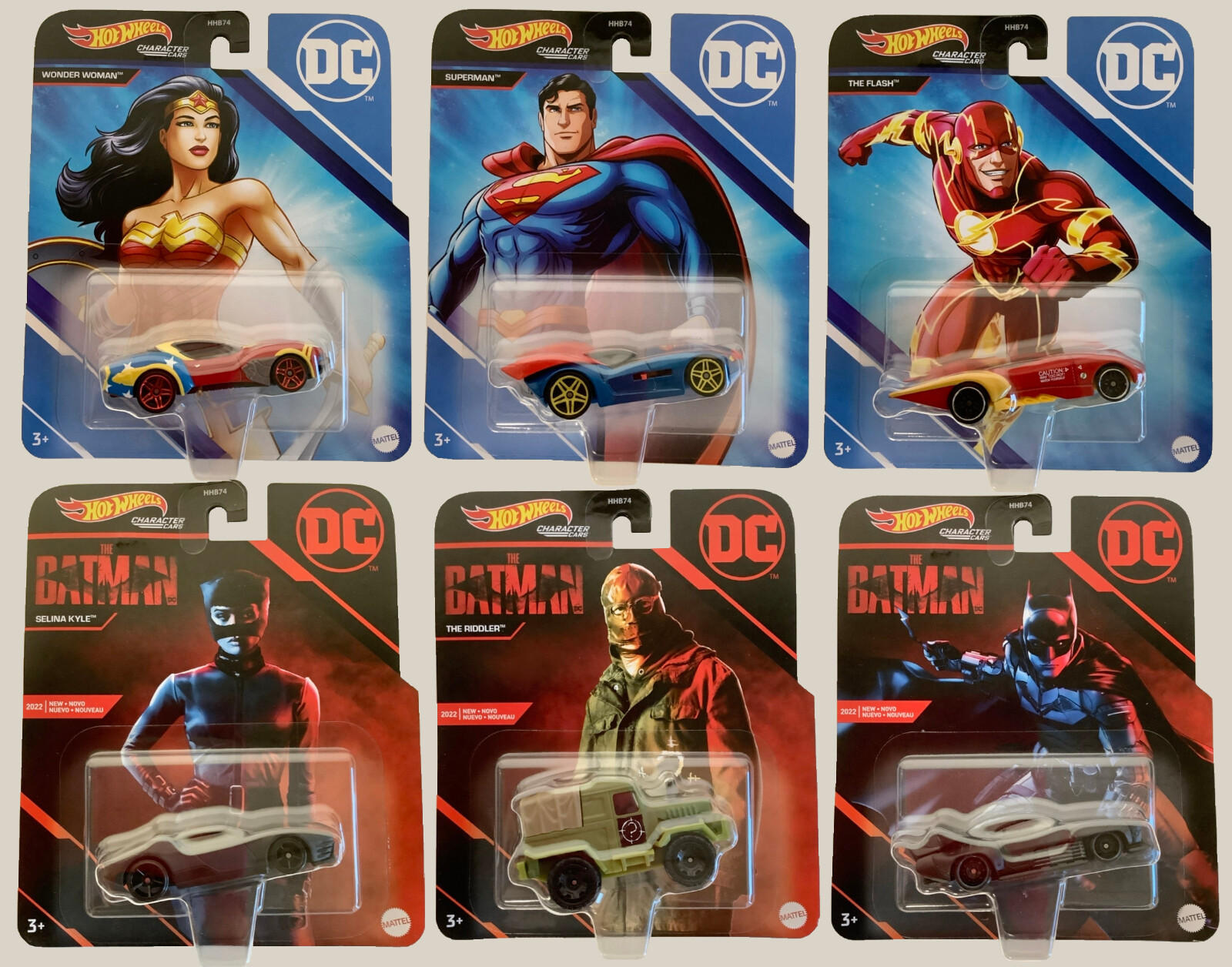 2022 6-PACK Hot Wheels DC Comics 1:64 Character Cars THE BATMAN superman Riddler