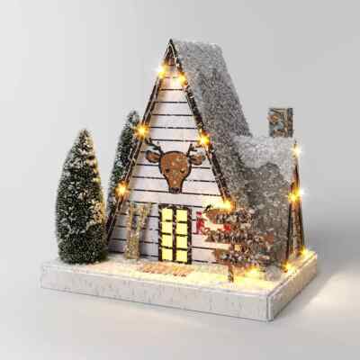 Wondershop Target Battery Operated Paper Ski Lodge with Bottle Brush Trees