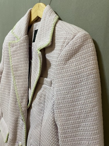 NWT 7 For All Mankind Women Notch Lapel Button Tweed Blazer Jacket SZ S Lavender - Picture 4 of 18
