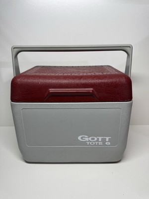 Gott Tote 6 Maroon Grey Personal Lunch Cooler Ice Chest 1806 USA Vintage Retro