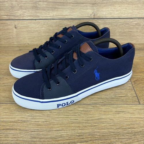 Scarpe Polo Ralph Lauren uomo taglia UK 9 blu navy tela pompa RL scarpe da ginnastica - Foto 5 di 12