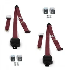 Chevy Impala 1959 - 1960 Airplane 3pt BURG Seat Kit w/Brackets-2 Belts  